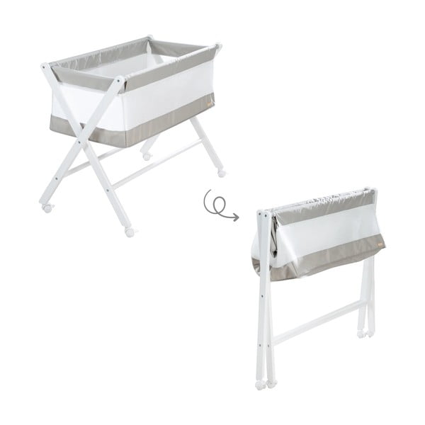 Fehér összecsukható gurulós bölcső 90x45 cm – Roba-image-3