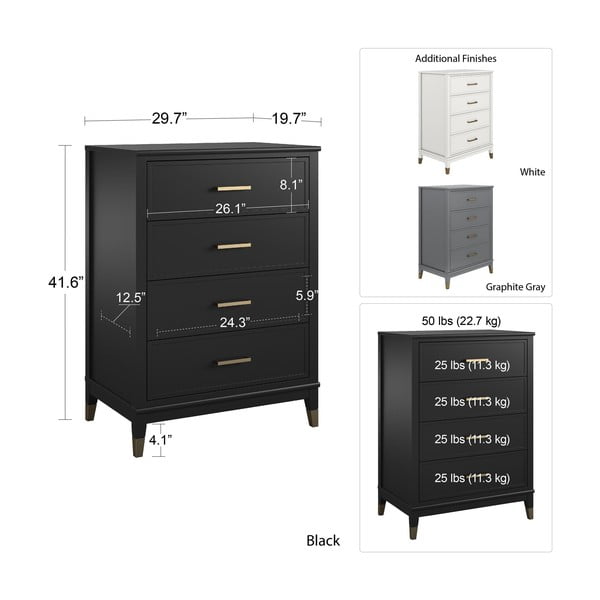 Westerleigh fekete komód, 75 x 106 cm - CosmoLiving by Cosmopolitan-image-4