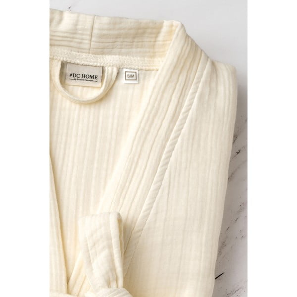 Krémszínű muszlin fürdőköpeny S/M Kimono – Foutastic-image-2