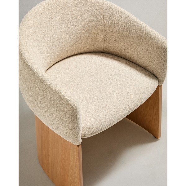 Bézs kárpitozott karfás étkezőfotel Bosca – Kave Home-image-3