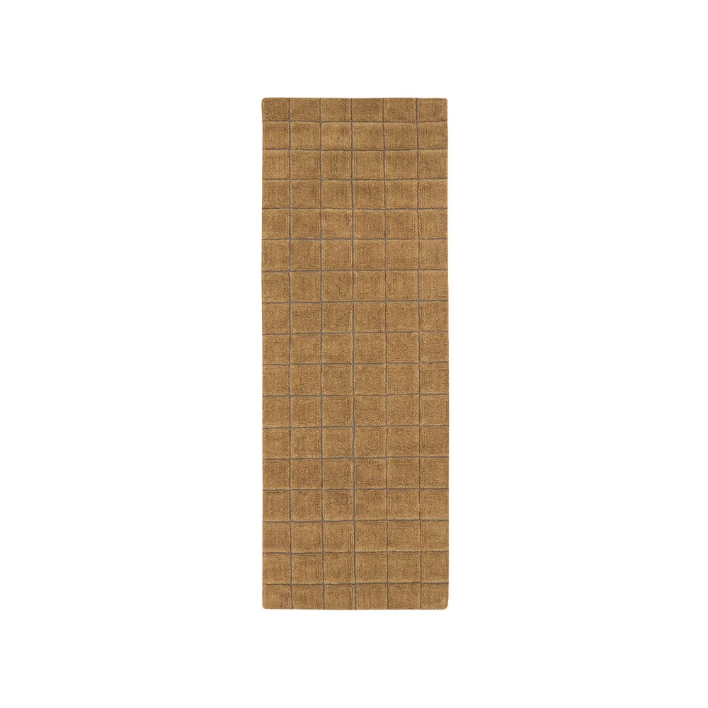 Okkersárga kézi szövésű gyapjú futószőnyeg 80x230 cm Mosaic Ochre Lorena Canals
