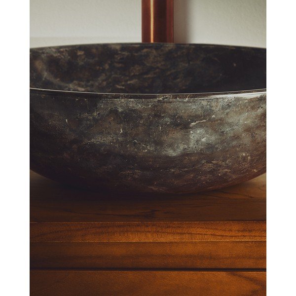 Szürke kő kerek mosdókagyló ø 40 cm Darnen – Kave Home-image-2