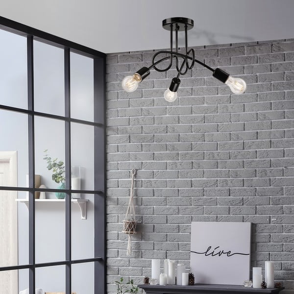 Fekete mennyezeti lámpa lámpabúra nélkül 36x36 cm Camilla – LAMKUR-image-1