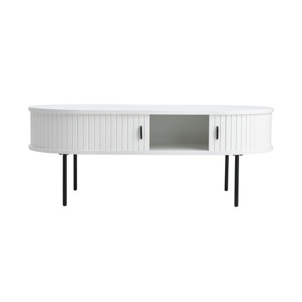 Fehér dohányzóasztal tölgyfa dekorral 60x120 cm Nola – Unique Furniture-image-2