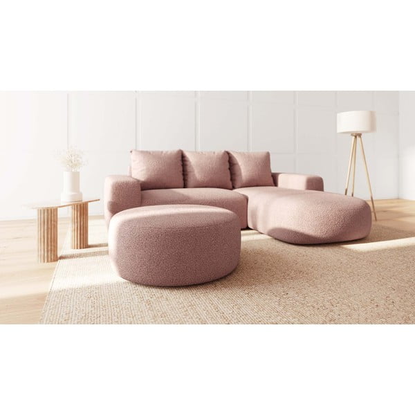 Világos rózsaszín buklé puff Feiro – MESONICA-image-1