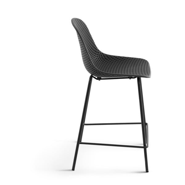 Sötétszürke fém-műanyag kerti bárszék Quinby – Kave Home-image-2