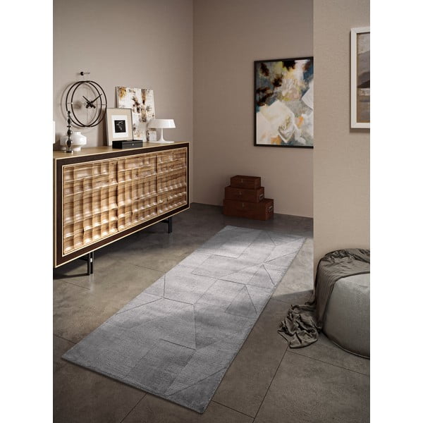 Szürke kézi szövésű gyapjú futószőnyeg 80x250 cm Ursule – Villeroy&Boch-image-1