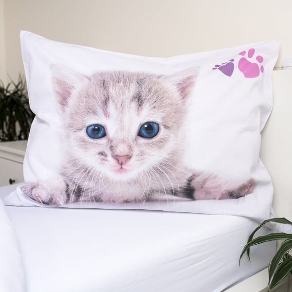 Fehér egyszemélyes pamut gyerek ágyneműhuzat 140x200 cm Kitten "Colour" – Jerry Fabrics-image-3