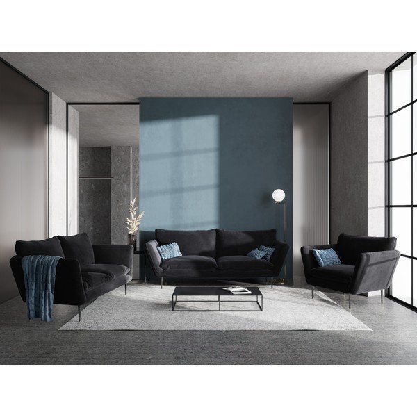 Acacia fekete bársonyfotel - Mazzini Sofas-image-1