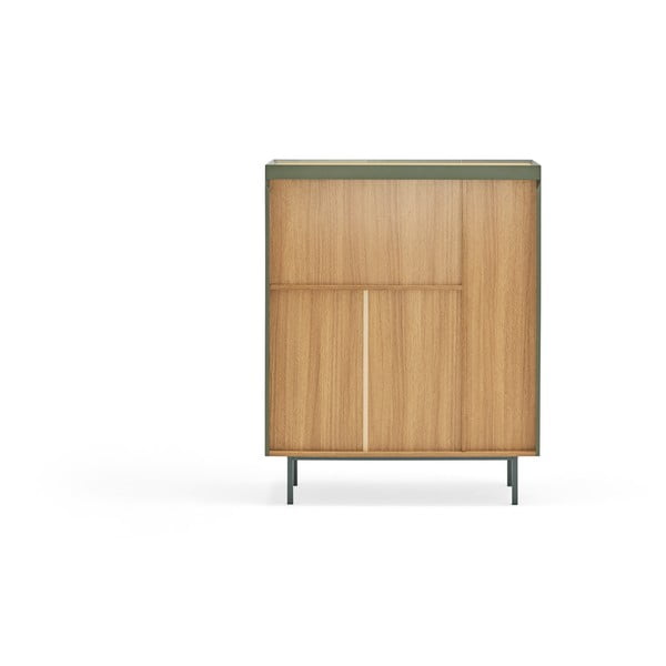 Zöld magas komód tölgyfa dekorral 95x120 cm Arista – Teulat-image-4