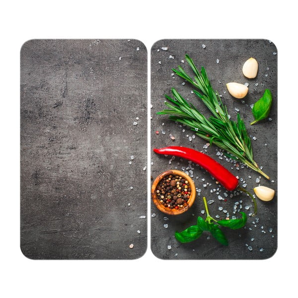 Edzett üveg tűzhely fedőlap szett 2 db-os 52x30 cm Rosemary – Maximex