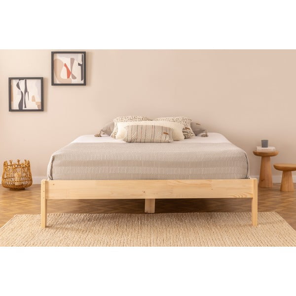 Natúr színű lucfenyő egyszemélyes ágy ágyráccsal 90x200 cm Galaksi – Kalune Design-image-3