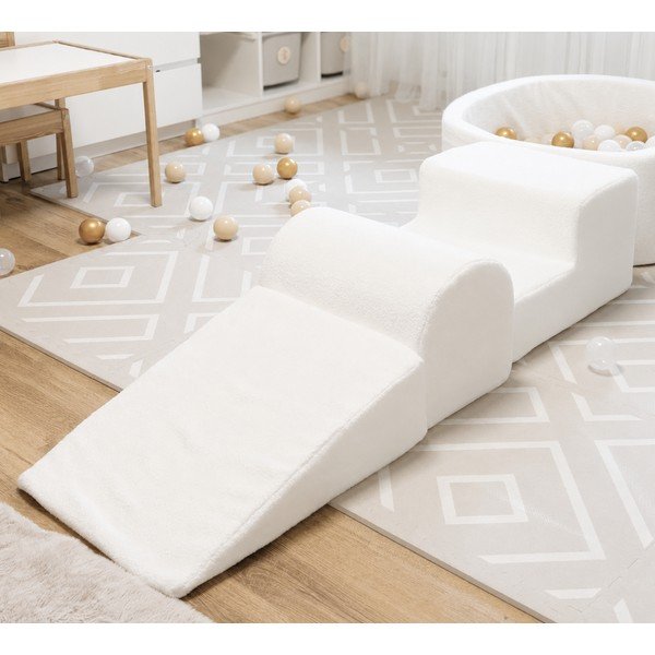 Fehér buklé habszivacs játszótér 3 db-os magasság 30 cm 45x143 cm – Meowbaby-image-1