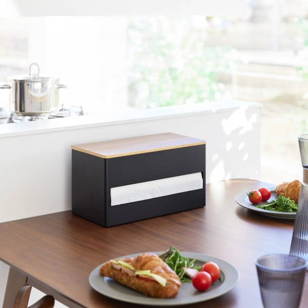 Fekete fém papírtörlő tartó Rin – YAMAZAKI-image-1