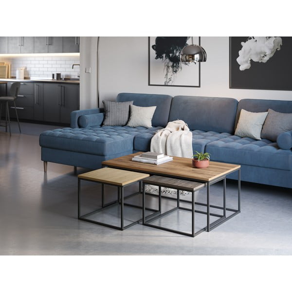 Natúr színű dohányzóasztal szett 3 db-os 60x110 cm Camelia – Marckeric-image-4