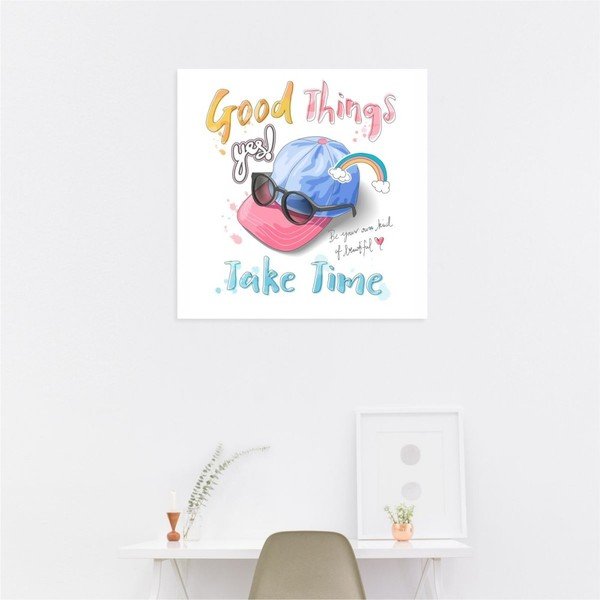 Take Time öntapadós fali kép, 30 x 30 cm - North Carolina Scandinavian Home Decors