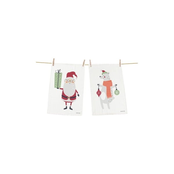 Christmas Creatures 2 db pamut karácsonyi motívumos konyharuha, 70 x 50 cm - Butter Kings