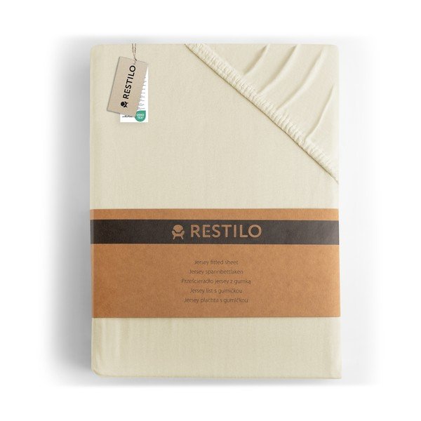 Bézs gumis jersey lepedő 220x200 cm Amber – Restilo-image-4