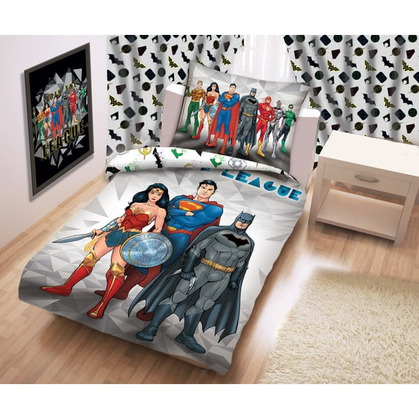 Justice League pamut gyerek ágyneműhuzat, 140 x 200 cm - Halantex