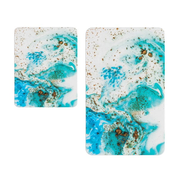 Fehér-kék fürdőszobai kilépő szett 2 db-os  – Oyo Concept