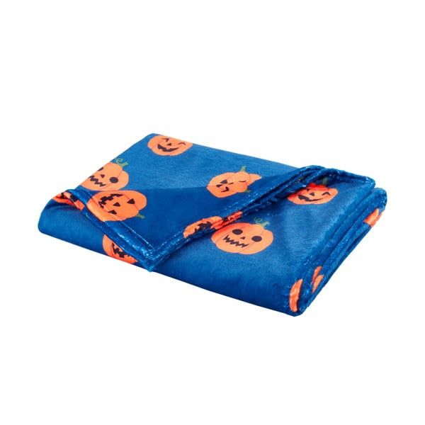 Kék-narancssárga mikroplüss takaró Halloween mintával 130x170 cm Halloween Pumpkins – Catherine Lansfield