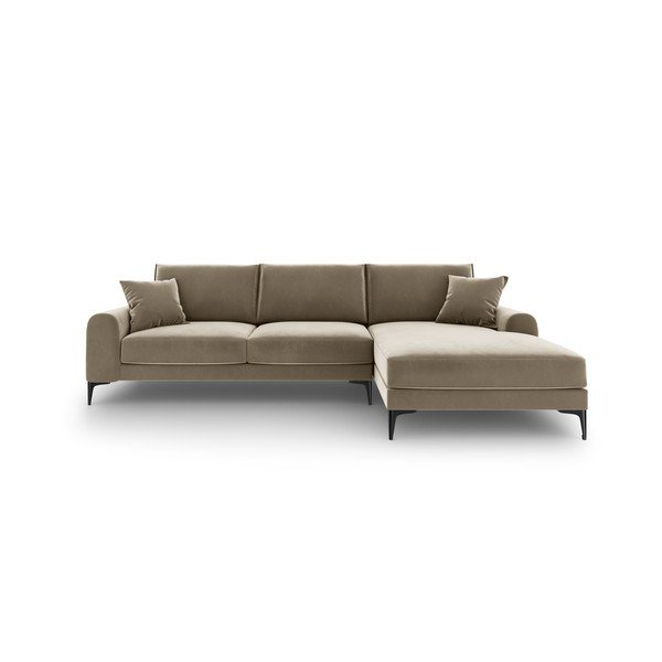 Madara bézs bársony sarokkanapé, jobb oldali - Mazzini Sofas-image-2