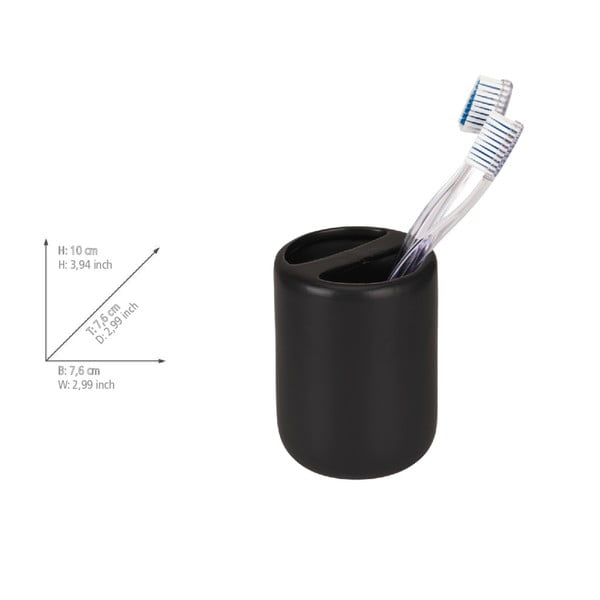 Matt fekete kerámia fogkefetartó pohár Olinda – Allstar-image-4