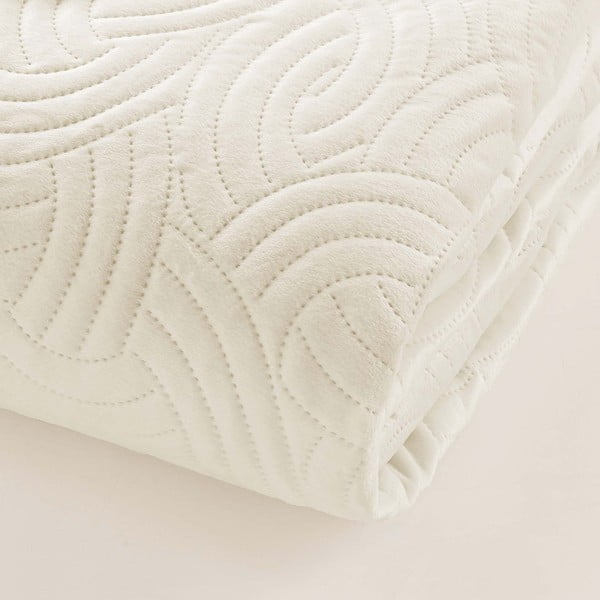 Bézs bársony ágytakaró 220x240 cm Solange – douceur d'intérieur-image-1