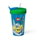 Iconic kék pohár zöld fedéllel és szívószállal, 500 ml - LEGO®