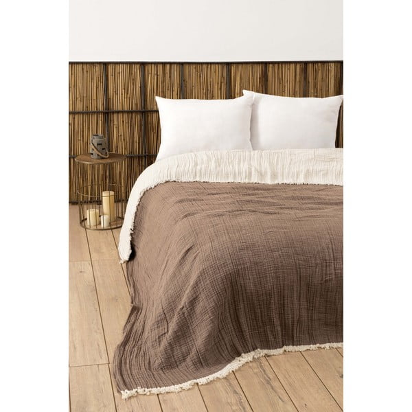 Barna muszlin ágytakaró franciaágyra 230x250 cm – Mijolnir