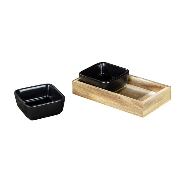 2 db fekete kerámia szervírozó tál tálcával Elo - Wenko-image-2