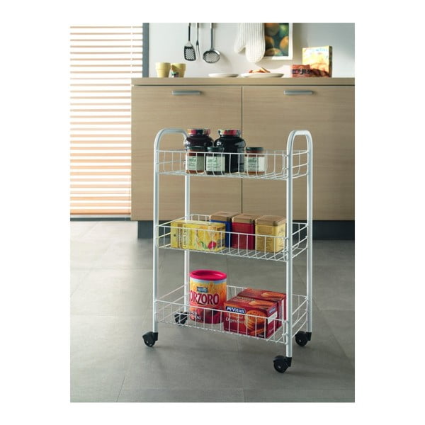 Siena fehér gurulós állvány, 3 db polccal - Metaltex-image-1