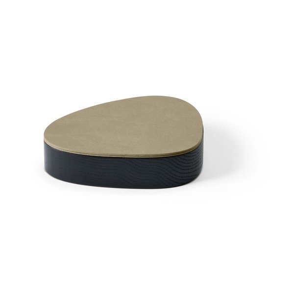 Zöld-fekete fedeles-dekoratív fa-öko bőr tárolódoboz 14x12,5x3,5 cm Curve Nupo – LIND DNA