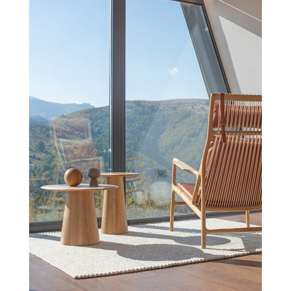 Tölgyfa kerek tárolóasztal ø 40 cm Mushroom – Gazzda-image-1