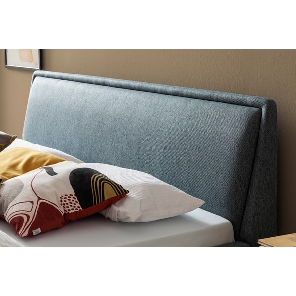 Zöld-kék kárpitozott ágyneműtartós franciaágy ágyráccsal 180x200 cm Frieda – Meise Möbel-image-4