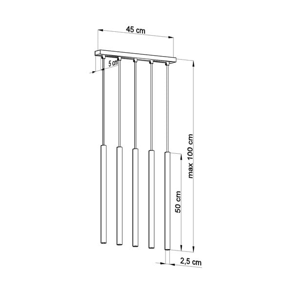 Fideus fekete függőlámpa, hosszúság 45 cm - Sollux-image-4