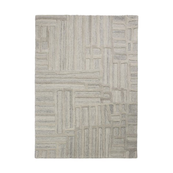 Szürkésbézs kézi szövésű gyapjú szőnyeg 140x200 cm Elva  – Flair Rugs