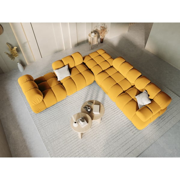 Sárga bársony lábtartó Bellis – Micadoni Home-image-1