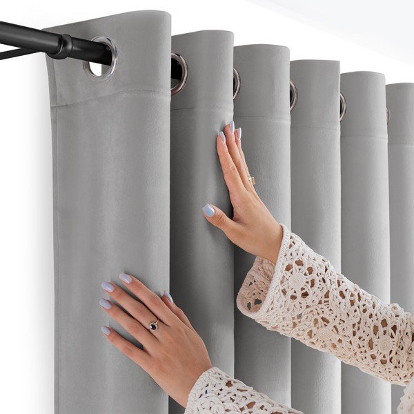 Szürke bársony dimout (részleges sötétítő) függöny 200x250 cm Velto – Filumi-image-2