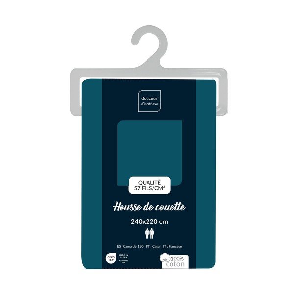 Petróleum színű kétszemélyes-hosszabbított pamut paplanhuzat 240x220 cm Lina – douceur d'intérieur-image-2