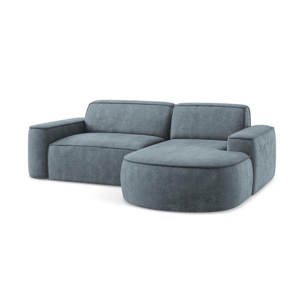 Szürkéskék zsenília sarokkanapé (jobb oldali-heverő résszel) Omao – Makamii-image-4