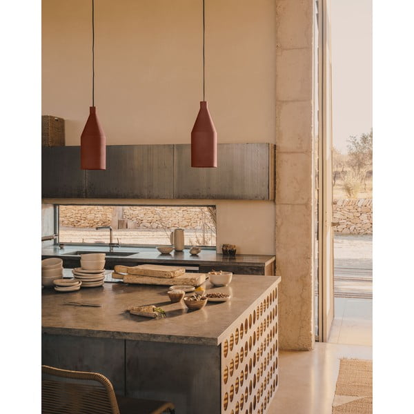 Terrakotta színű függőlámpa fém búrával ø 15 cm Peralta – Kave Home-image-3