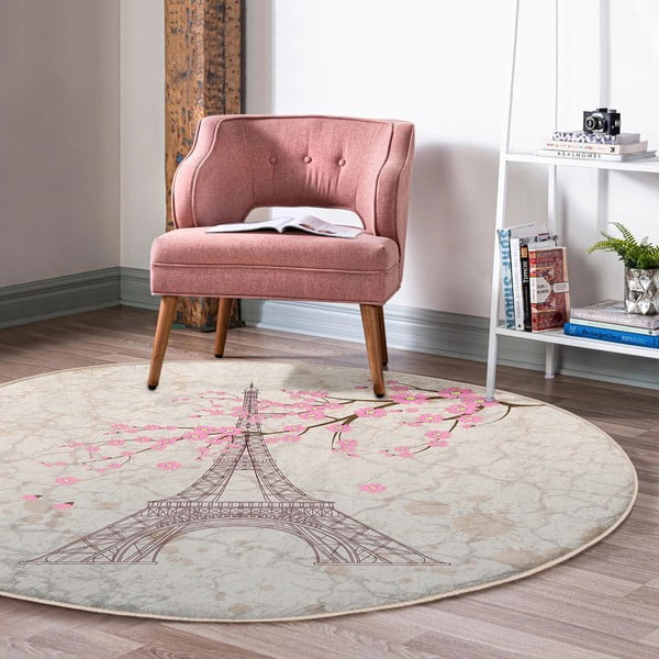 Világos rózsaszín mosható-robotporszívóval tisztítható kerek szőnyeg ø 120 cm Comfort – Mila Home-image-1