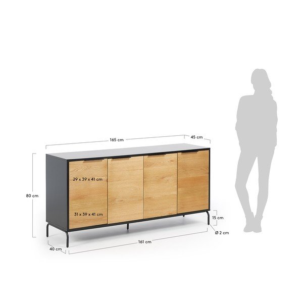 SAVOI fekete-barna komód, 165 x 80 cm - Kave Home-image-4