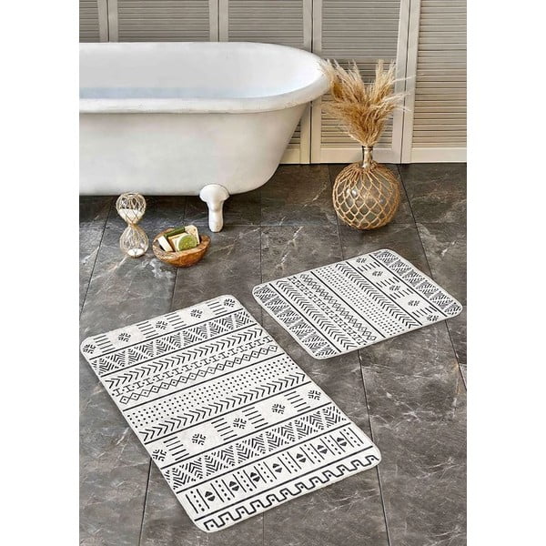 Fekete-fehér fürdőszobai kilépő szett 2 db-os 60x100 cm – Mila Home-image-4