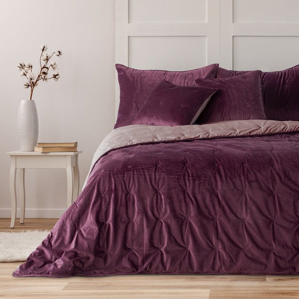 Daisy lila bársony ágytakaró kétszemélyes ágyhoz, 220 x 200 cm - DecoKing