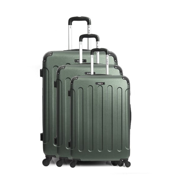 Vanity Cadenas 3 részes, zöld gurulós utazó bőrönd szett - Bluestar