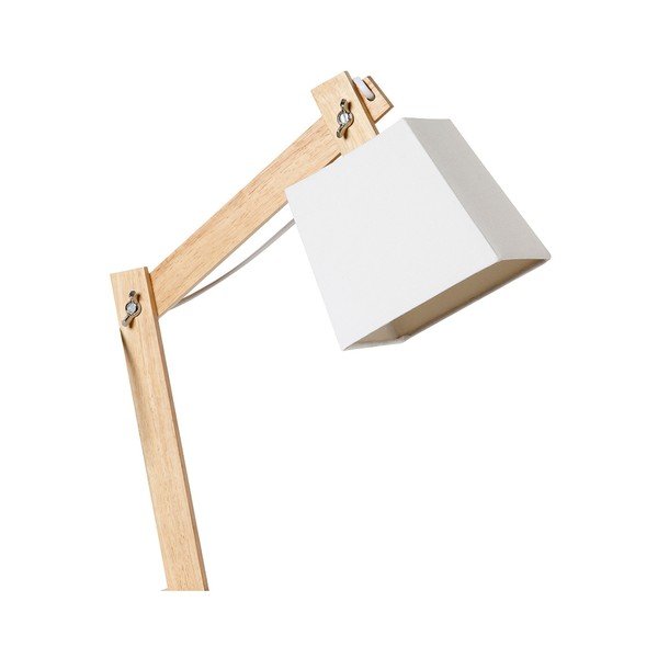 Erasmo fehér asztali lámpa, fa talapzattal - SULION-image-2