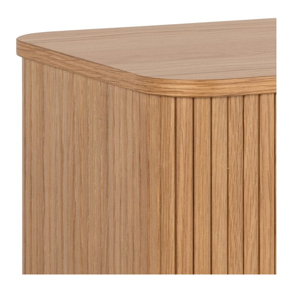 Natúr színű alacsony komód tolóajtóval, tölgyfa dekorral 160x80 cm Langley – Actona-image-4