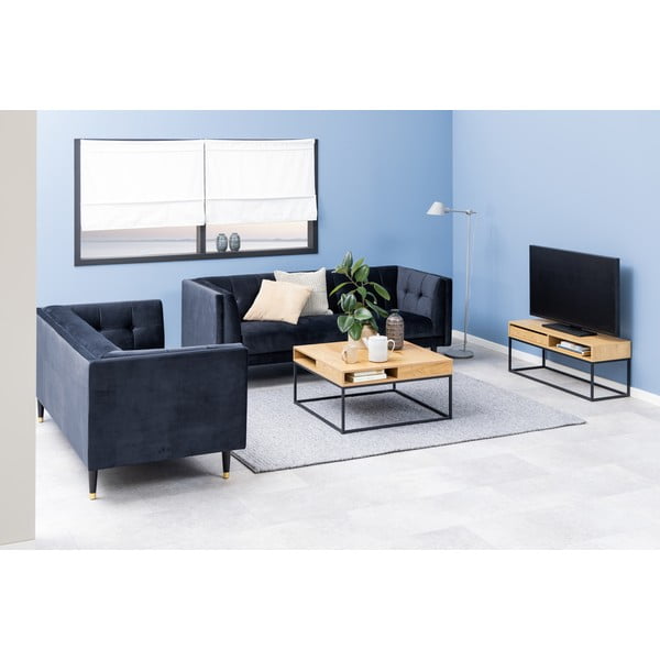 Sötét natúr színű dohányzóasztal tölgyfa dekoros asztallappal 80x80 cm Willford – Actona-image-4